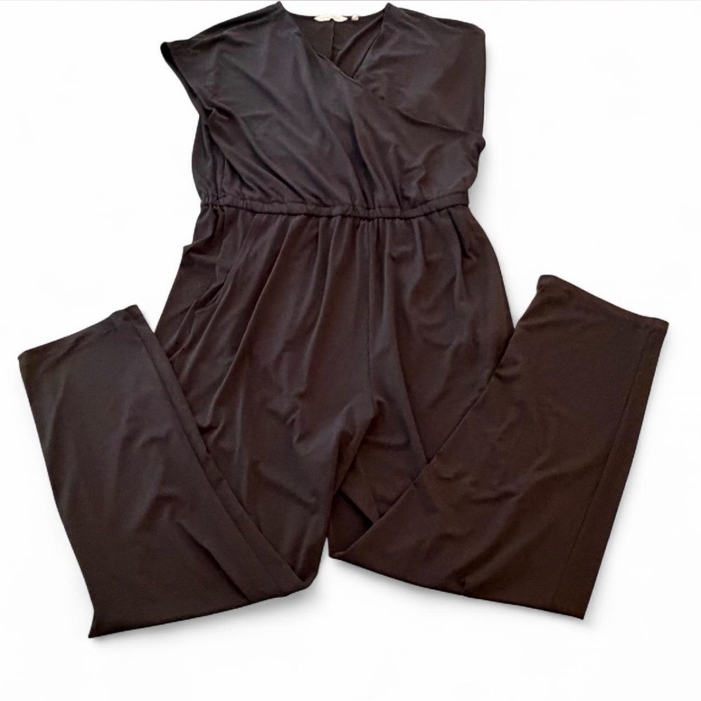 Soft Surroundings Black Sleeveless V Neck Jumpsuit Large